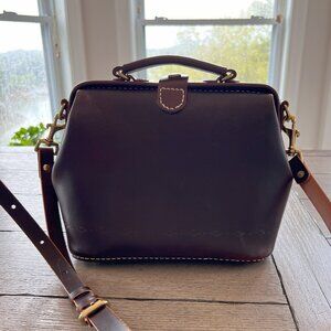 Hand crafted genuine leather doctors bag style purse in dark brown NWOT